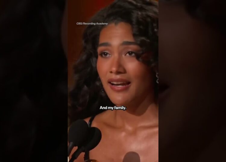 Olivia Dean accepts Best New Artist award at the #Grammys. #AwardsSeason (🎥: CBS/Recording Academy)