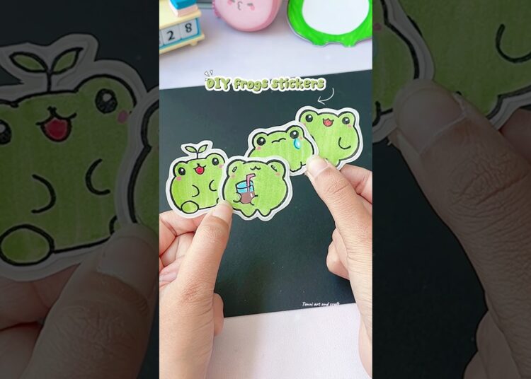 DIY frogs stickers 🐸 #art #love #craft #tonniartandcraft #shorts #diy