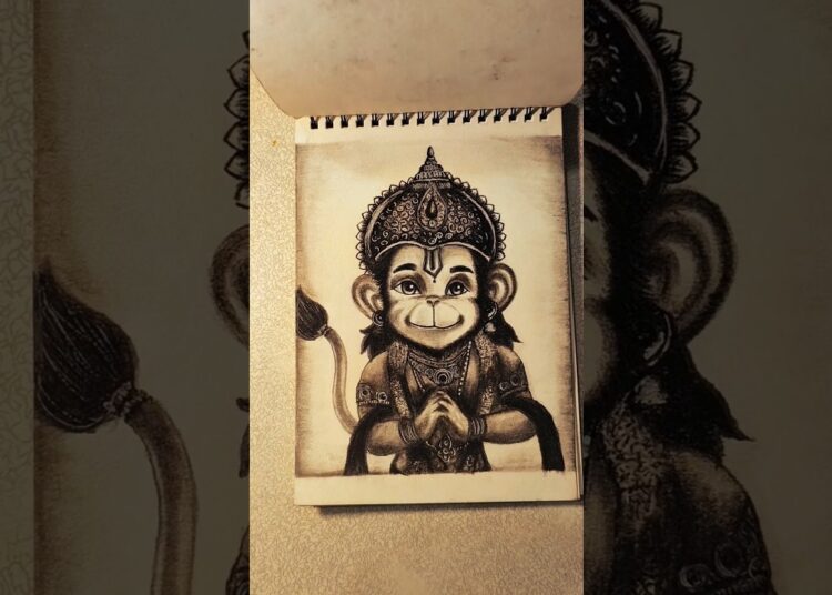 Lord of Shri Hanuman ji 🙏 #drawing #hanumanji #cute #shorts #charcoalsketch #artist