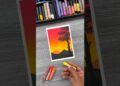 🌅 Easy Sunset Scenery Drawing | Oil Pastel Art