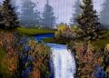 Spring Forest Waterfall Oil Painting Tutorial  #PaintWithJosh  #PaintingTutorial #bobross #Artist