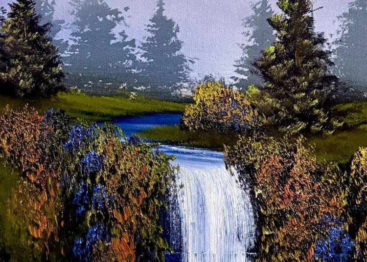Spring Forest Waterfall Oil Painting Tutorial  #PaintWithJosh  #PaintingTutorial #bobross #Artist