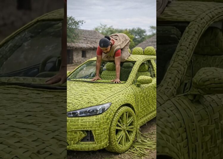 From Leaves to Car | Handmade Village Art #ai #artist #art #bmw