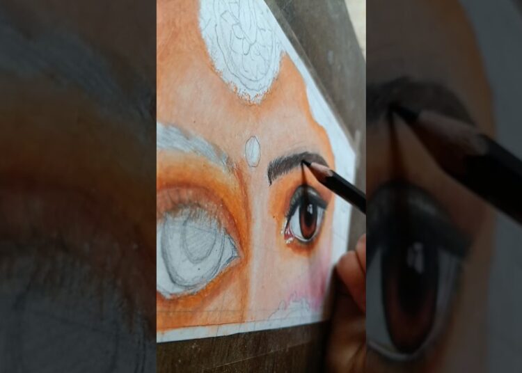 Radha Rani eyes drawing with oil pastels 😍✨||#shorts #artist #radheradhe #oilpastels