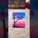 Pink Blossom Tree at Sunset | Oil Pastel Art 🌸✨ #Shorts #artshorts #oilpastel