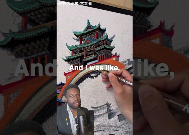 Artist shows off complex drawing technique with acrylic marker #artist #acrylicmarker #drawing