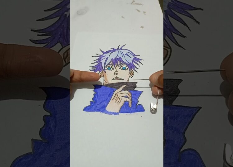 Drawing gojo using pin📍🤯#gojo​ #artist​ #gojo​ #trends​ #shorts​ artist