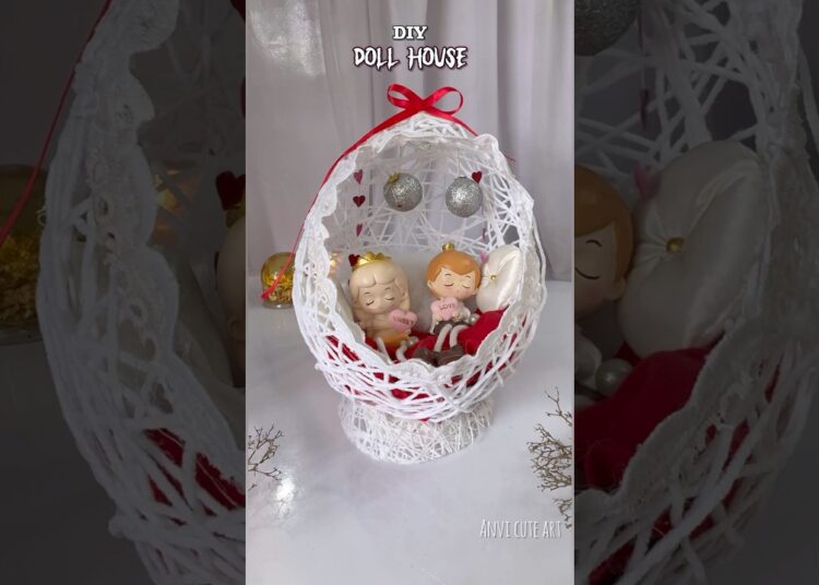 DIY Thread ball Doll house 🤍❤️ #shortsviral #handmade #diy #art #crafts #diyideas #dollhouse #asmr