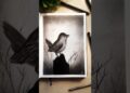 Realistic Bird Drawing with Charcoal #shorts #bird #easyart #realistic #art #trending #subscribe