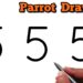 How to Draw Beautiful Parrot With 5 Number | Parrot Art Tutorial