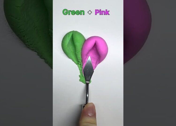 Green🟢➕Pink🩷 Guees the mixing colors #funny #art #satisfying #aestheic
