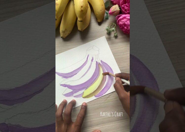 Bananaக்கு Violet Colour பண்ணலாமா ?🙄🤔 #shortsfeed #shortsvideo #tutorialtamil #painting #art