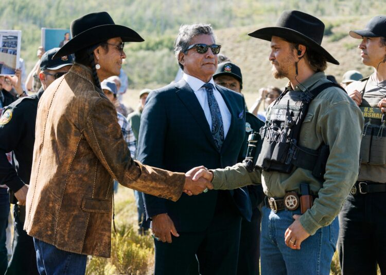 This image released by CBS Entertainment shows Moses Brings Plenty,...