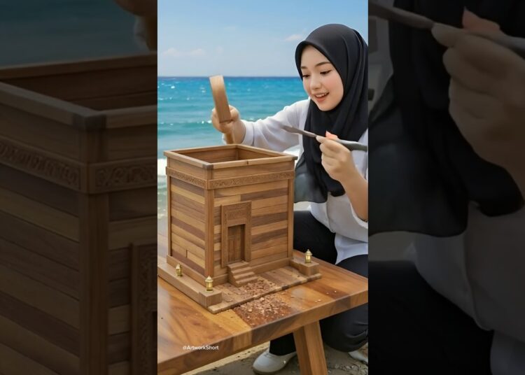 1️⃣ Creating a Miniature Kaaba with Small wood 🕋✨ | AI Art #Shorts #art #islamic #ai