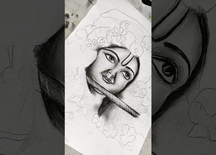 Krishna Ji Drawing ❤️, #shorts #art #drawing #krishna #krishnajidrawing #sketch #artist