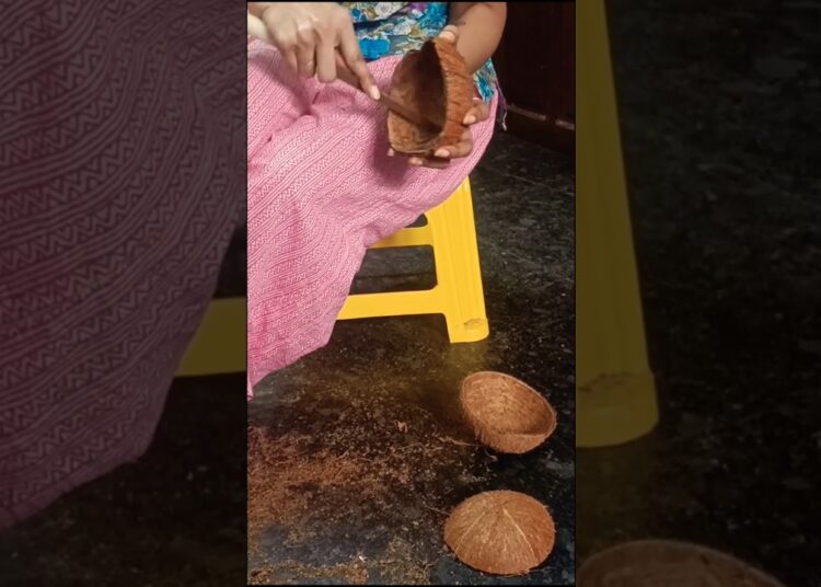How to clean coconut shell#shorts #coconut #coconutshell #craftideas #ytshorts #artshorts #artist