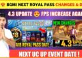 BGMI 4.3 UPDATE 😍 Bgmi Next Royal Pass Changes & Date | A18 Royal Pass | Bgmi New Update