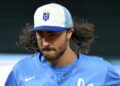 Sep 24, 2025; Anaheim, California, USA;  Kansas City Royals second baseman Jonathan India (6) runs off the field after the sixth inning against the Los Angeles Angels at Angel Stadium. Mandatory Credit: Jayne Kamin-Oncea-Imagn Images