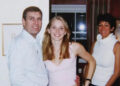 An undated handout photo taken at an undisclosed location and released on Aug. 9, 2021 by the United States District Couty for the Southern District of New York shows (left to right) Prince Andrew, Virginia Giuffre, and Ghislaine Maxwell posing for a photo.