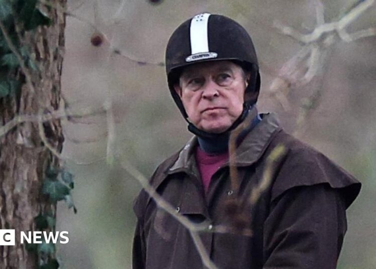 Andrew Mountbatten-Windsor seen at the weekend at the wheel of a car in Windsor