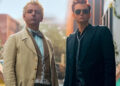 Good Omens characters aziraphale and crowley stand together in poster for season three renewal