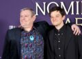 John Davidson and Robert Aramayo attend the 2026 BAFTA Film Awards Nominees' Party at the National Portrait Gallery on Saturday in London.