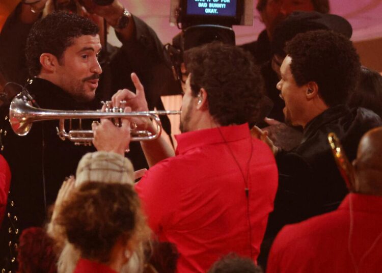 Bad Bunny and Trevor Noah at the Grammy Awards.