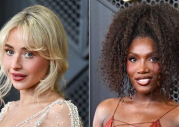 Sabrina Carpenter and Doechii at the 2026 Grammys.