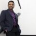 Center Theatre Group's artistic director, Snehal Desai, poses in a stairwell