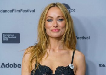 Olivia Wilde with an ‘ICE Out’ pin during this year’s Sundance Film Festival