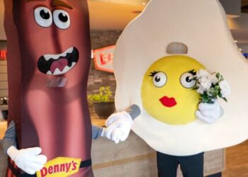 Denny's Bacon and Egg mascots get married at Denny's