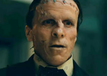 Christian Bale had to still still for ages to have makeup applied in new film 'The Bride!' (Warner Bros Pictures)
