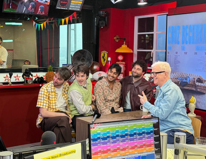 A photo of Cruz Beckham and the Breakers in the Virgin Radio studio