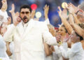 Bad Bunny performs during the Halftime Show of Super Bowl LX between the Seattle Seahawks and New England Patriots in Santa Clara, California, on Sundayh.