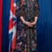 The Duchess of Edinburgh stands and listens during a Women In Leadership reception in Kenya
