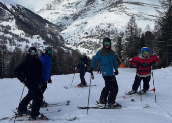 David Furnish with his sons on a ski trip. davidfurnish/Instagram
