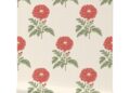 White wallpaper with red marigold design