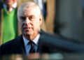 FILE PHOTO: Britain's Prince Andrew leaves St. Mary the Virgin church in Hillington