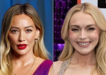 Hilary Duff, left, spoke about her alleged feud with fellow actor and singer Lindsay Lohan on a new episode of the "Call Her Daddy" podcast.