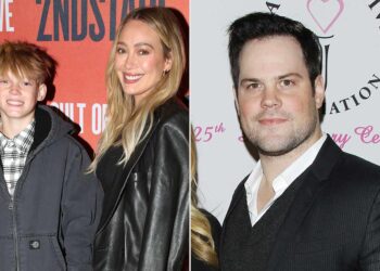 Luca Comrie and Hilary Duff; Mike ComrieCredit: Bruce Glikas/WireImage; Michael Tran/FilmMagic