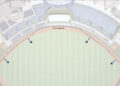 A rendering of the new dimensions of Kauffman Stadium after its outfield wall was brought in and more seats were added to the outfield.