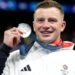 Adam Peaty with his silver medal following the 100m breaststroke final at the 2024 Paris Olympic Games