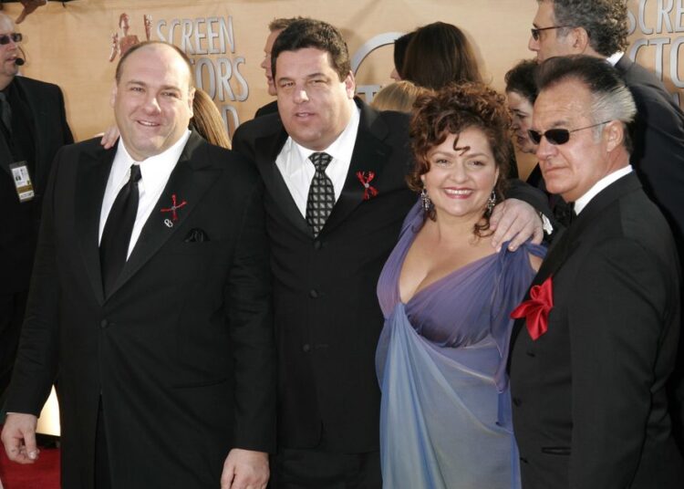 (l to r) James Gandolfini, Steve Schirripa, Aida Turturro and Tony Sirico in Los Angeles in 2005 (Francis Specker/PA)