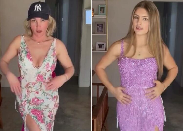 Jamie Lynn Spears (left) and daughter Maddie (right) trying on prom dresses together Jamie Lynn Spears/Instagram