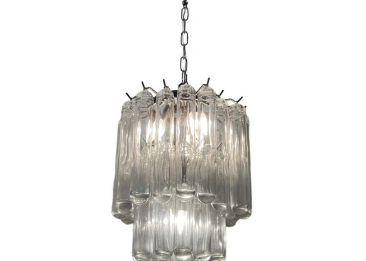 Murano Glass Tube Chandelier by Venini