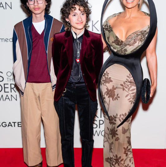 Max Muniz, Emme Muniz, and Jennifer Lopez attend the "Kiss of the Spider Woman" New York Screening at The Shed on October 06, 2025, in New York City. (Photo by TheStewartofNY/WireImage)