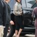 Kendall Jenner attends the 2026 Fanatics Super Bowl Party at Pier 48 in San Francisco, California wearing black capri pants, thong mules, and a track jacket