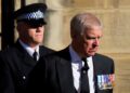 Andrew Mountbatten-Windsor attends Queen Elizabeth's funeral, in Edinburgh, Scotland, in 2022.
