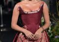 The broadcaster's outfit featured a revealing paisley printed skirt and a plunging fitted front