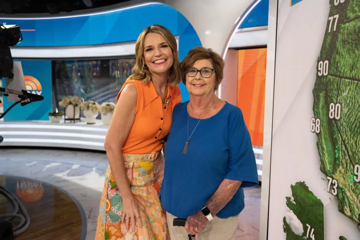 Savannah Guthrie and her mother, Nancy Guthrie, on the "Today" set in 2023.